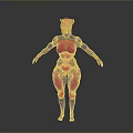 Futuristic Female Cyborg With Red Mechanical Armor And Pink Horns Design