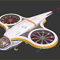 Futuristic Flying Vehicle With Dual Rotors White Body Yellow Blue Accents And Transparent Cockpit