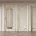 Modern Interior White Hinged Doors With Various Glass Inserts And Golden Hardware