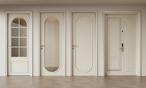 French Cream Style Wooden Door Interior Door Single Door Toilet Door Security Door 3d model