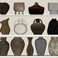 Decorative Ceramic Vessels On Shelves Featuring Various Colors Shapes And Textures