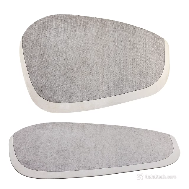 Unique Shaped Gray Rugs With Contrast Borders 3d model
