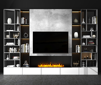 Modern TV background cabinet TV background wall combination 3d model