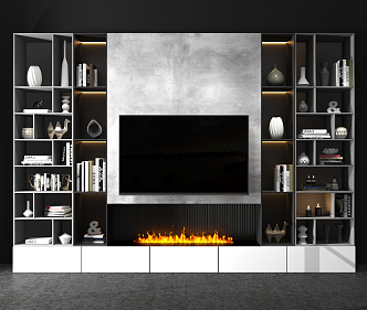 Modern TV background cabinet TV background wall combination 3d model