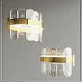 Modern Gold Metal Wall Sconces With Clear Glass Shade Interior Lighting Fixture Design