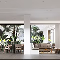 Modern Hotel Lobby Design Featuring Large Windows Natural Light Green Plants Sofa And Chairs