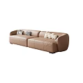 Modern Tan Leather Sectional Sofa With Decorative Pillows And Modern Design Elements 3d model