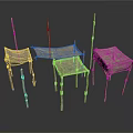 Handcrafted Rustic Furniture Stools With Wooden Sticks And Fabric Seats