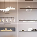 Stylish Modern Hanging Lamp Combinations With Mountain Shape And Circular Design Elements