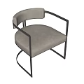 Modern Single Chair With White Cushion And Black Curved Metal Frame Design