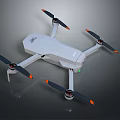 White Drone With Four Propellers Featuring Orange Tipped Blades And Modern Design