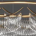 Luxurious Modern Crystal Chandelier With Circular Gold Frame And Hanging Crystal Beads