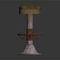 Rustic Metal Furniture Stool With Round Top Ring Support And Flared Base