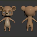 Cute 3D Bear Model Displaying Front And Back Angles On Dark Surface 3d model