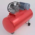 Portable Industrial Air Compressor With Red Tank Motor Pump And Wheels
