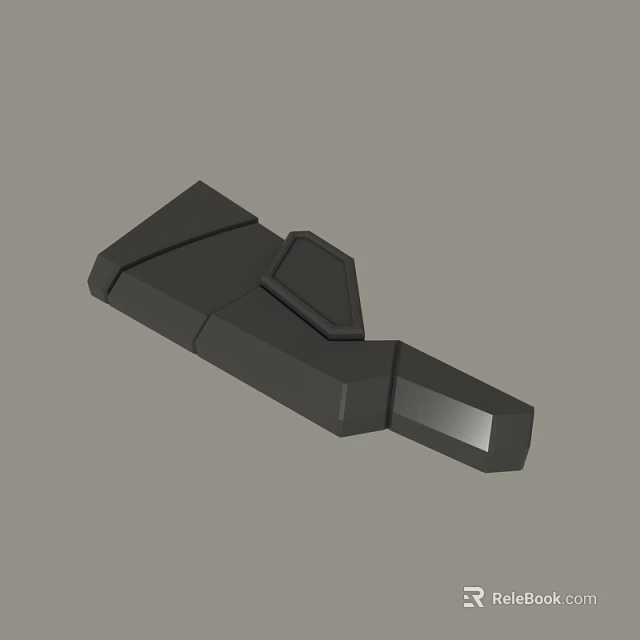 Black Angular Geometric 3D Model Mechanical Component With Structured Design Features 3d model 