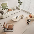 Cream wind sofa coffee table combination 3d model