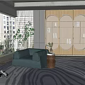 Modern Multi-Person Sofa Fabric Casual Sofa 3d model
