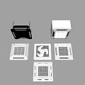 Stylish Modern Air Conditioner Fans Featuring Multiple Ceiling Mounted Grille Panel Designs 3d model