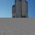 Modern Office Building With Glass Curtain Wall High Rise Unique Top Design And Blue Sky