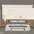 Minimalist Modern Bedroom Interior With Bed And Nightstands Circular Wall Decor And Warm Lighting Plant