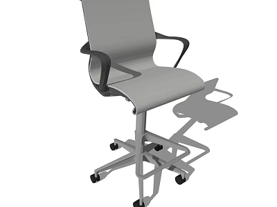 Modern Gray Office Chair With Black Armrests Wheels And Footrest Design 3d model