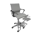 Modern Gray Office Chair With Black Armrests Wheels And Footrest Design