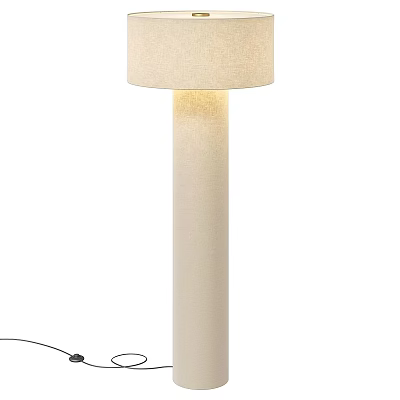 Beige Fabric Shade Floor Lamp with Cylindrical Stand Modern Design for Warm Living Room Lighting 3d model