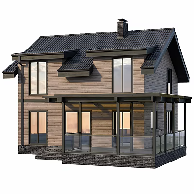 Modern Chalet Country Cottage with Terrace 3d model