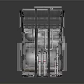 Industrial Metal Frame Structure With Internal Pipes And Support Components