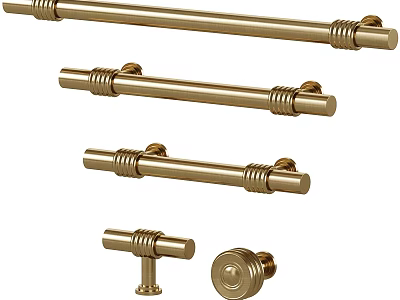 Brass Cabinet Handles in Various Lengths for Drawers and Furniture 3d model