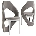 Modern Gray Single Chair With Hollow Backrest Padded Seat And Metal Legs