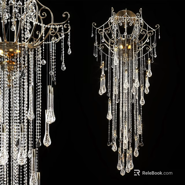 Elegant Crystal Chandelier With Hanging Decorative Elements For Modern Interior Design 3d model