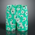 Stylish Green Shorts With White Daisy Print For Casual Summer Outfit