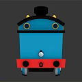 Blue Toy Train Locomotive With Red Base Black Chimney Number 1 On Reflective Surface