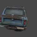 Old Rusty Blue Vintage SUV Car With Roof Rack And Worn Exterior