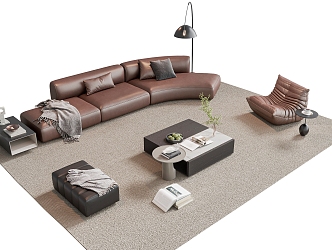 Modern Italian Sofa Combination Sofa Coffee Table Combination Leather Sofa Multi-Person Sofa Single Sofa Living Room Sofa 3d model