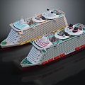 Modern cruise ship passenger ship low pressure cabin giant cruise ship 3d model