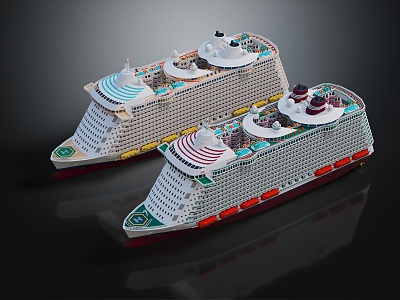 Modern cruise ship passenger ship low pressure cabin giant cruise ship 3d model