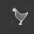 3D Rendered Chicken Model with Light Brown Feathers and Red Comb on Dark Background