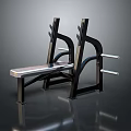 Sturdy Home Workout Weight Bench With Black Frame Silver Seat And Barbell Bar