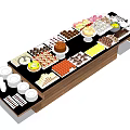 Elegant Dessert Table With Assorted Chocolates Cakes Candies And White Plates Cups 3d model