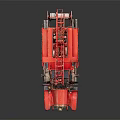 Vintage Red Fire Truck With Extended Ladder And Classic Wheels Design