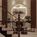 Elegant Interior Staircase With White Steps Wooden Handrail And Black Gold Railings