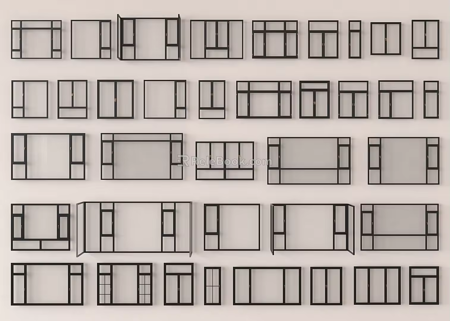 Modern window combination casement window floor-to-ceiling window sliding window balcony window 3d model