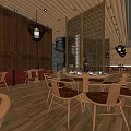 Modern Store Front Desk Interior Design With Wooden Decor And Pendant Lights