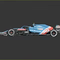 Blue Formula 1 Race Car With Streamlined Design Rear Wing And Shiny Wheels