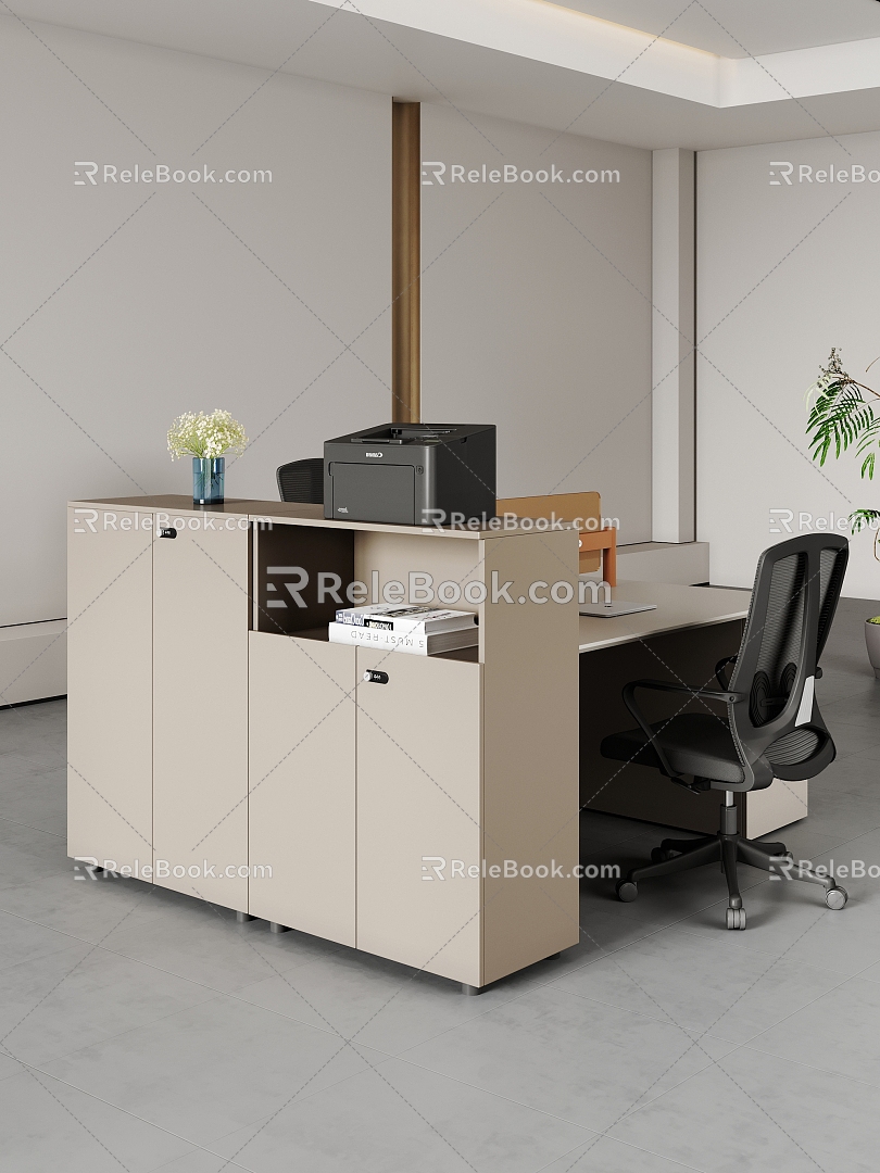 Office desk filing cabinet 3d model