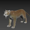 Realistic 3D Cougar Model With Open Mouth And Yellow Eyes On Black Background
