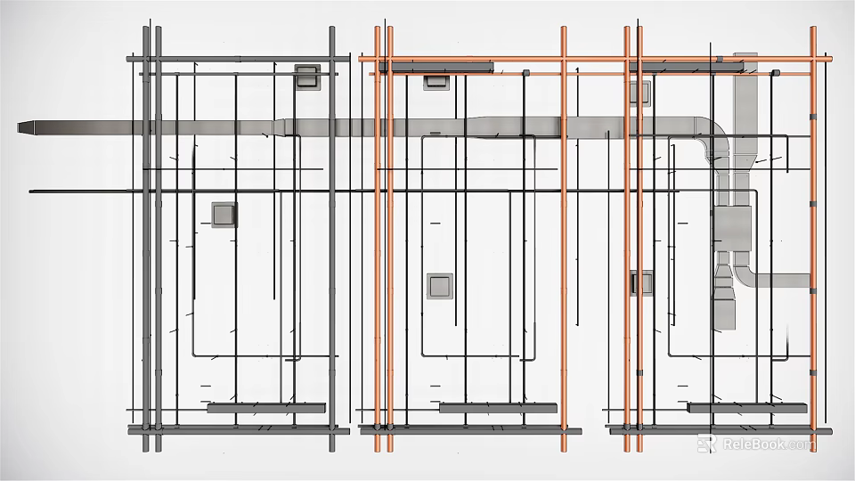 Industrial Pipe System Layout Design With Structural Framework And Components 3d model